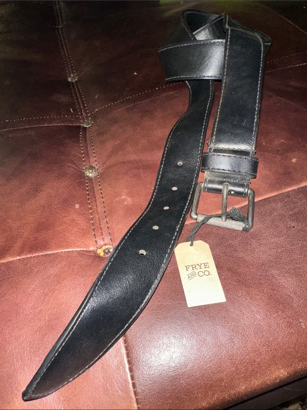 Frye & Co Mens Black faux Leather Belt